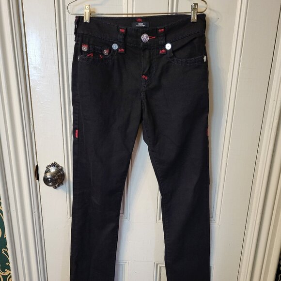 True Religion jeans black red details size 28 - Picture 1 of 9